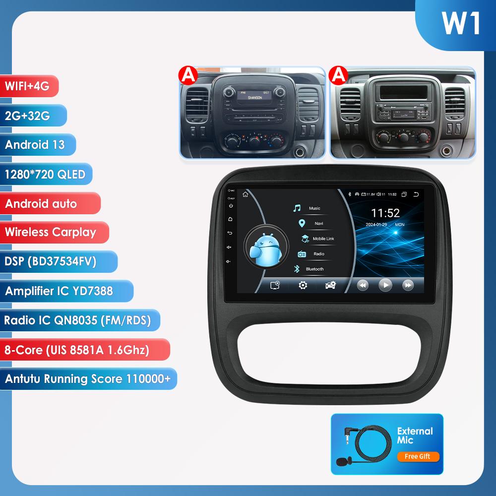 Hizpo 4G AI Hlasové Android Auto Rádio Pro Renault Trafic 3 2014-2021 Pro Opel Vivaro B 2014-2018 Carplay Auto Multimédia Inteligentní Obrazovka GPS 2din