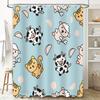 Blue Cartoon Animal Shower Curtain Decorative Bath Rug Sets Waterproof Home Decoration Bathroom Accessories 180x245cm(70 X 96) (