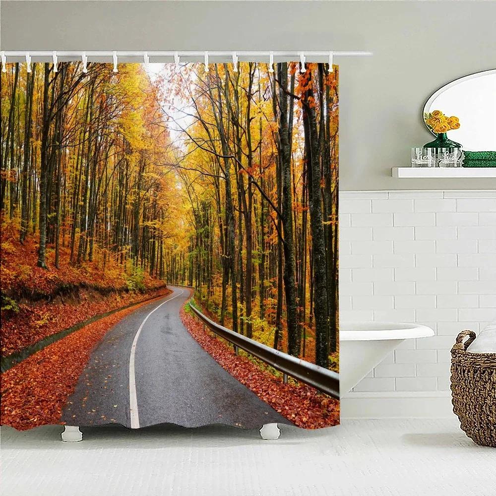 Shower Curtain Various Autumn Dusk Forest Scenery 3D Printing Shower Curtains Polyester Waterproof Home Decor Curtain