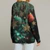 Women's Fashion Long Sleeve Print V-Neck Button Loose Cardigan Top