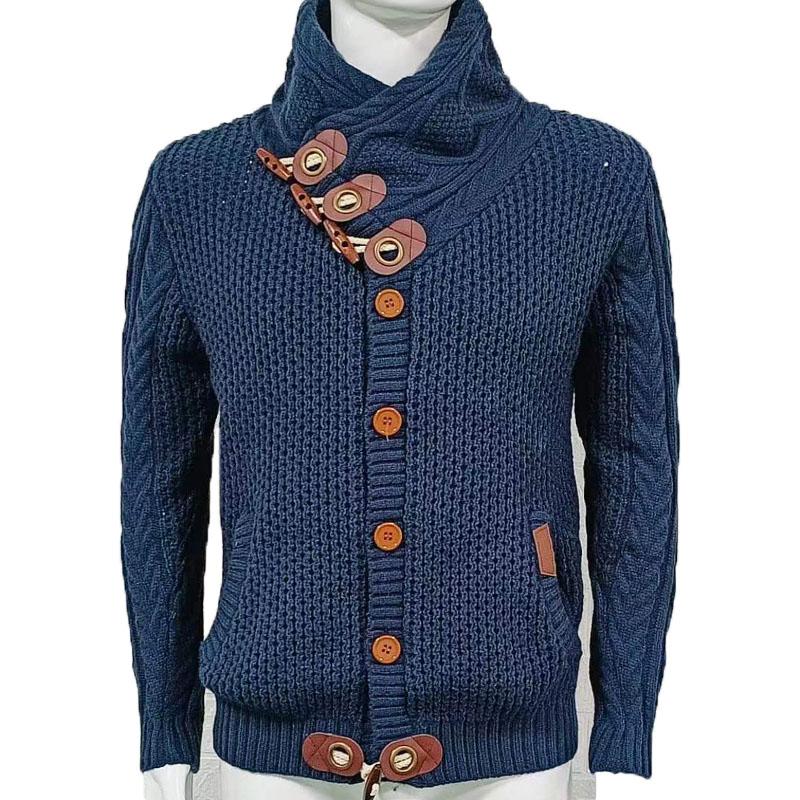 Vinterkofta Herr Yllejackor Tjocka Koftakappor Herrkläder Stickad Tröjjacka Knappjacka Herrtröja Topp