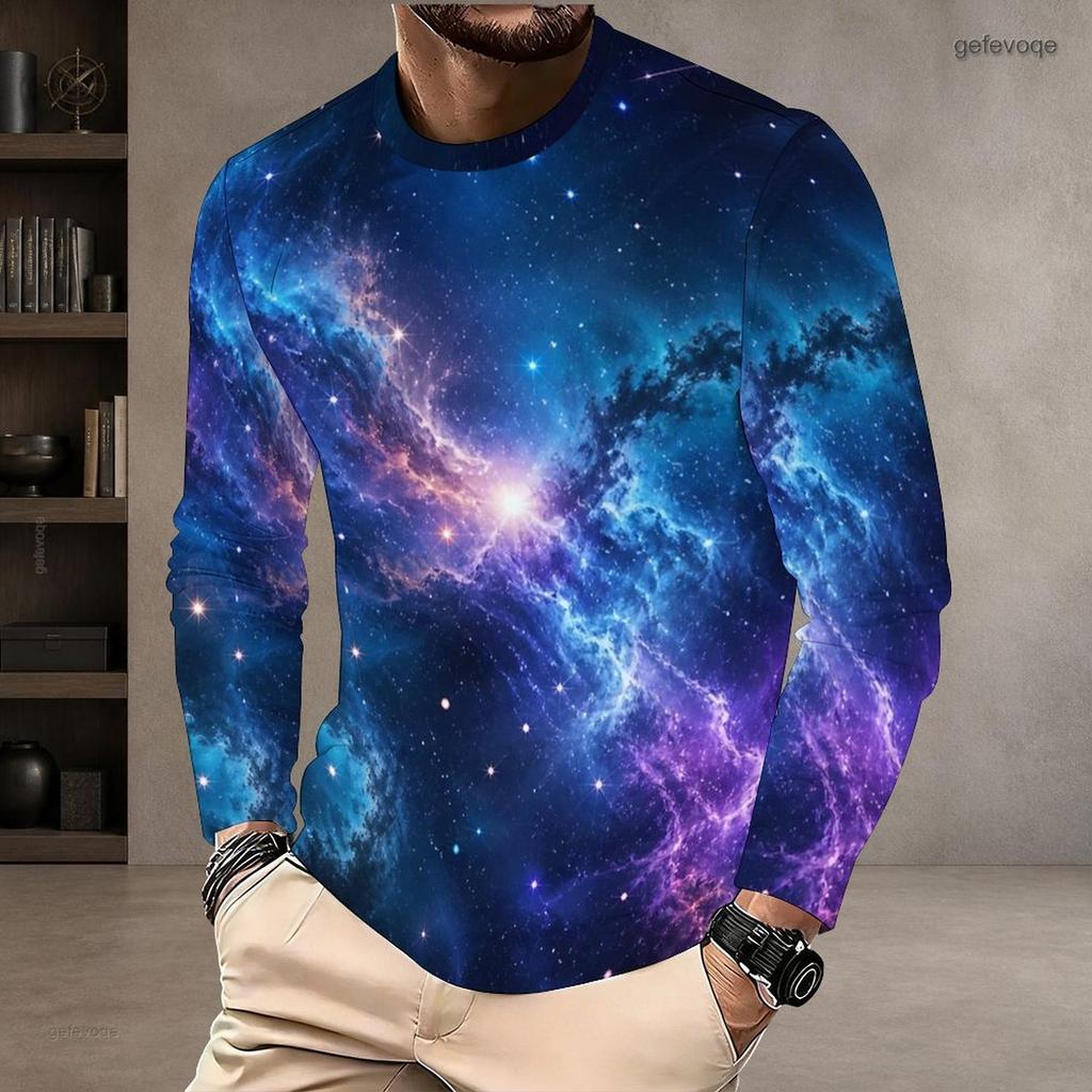 Men Plus Size Crew Neck Long Sleeve Shirt Black Gothic Skull Cross Lion Graphic Casual Street Style Top