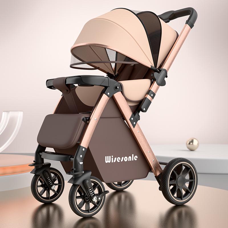 Convertible Lightweight Baby Stroller: High Landscape, Foldable, Shock-Absorbing for Sitting or Lying