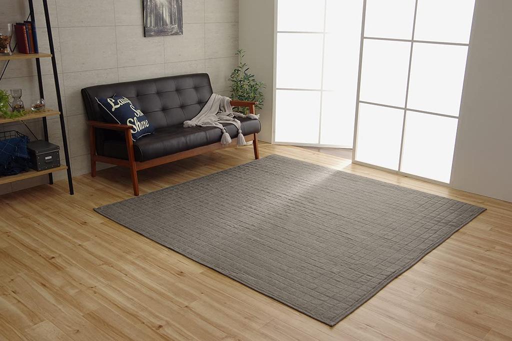 Ikehiko Corporation Rug Carpet Mat Plain Corum Washable All Seasons Gray 185 x 185 cm Approximately 2 tatami #4514079