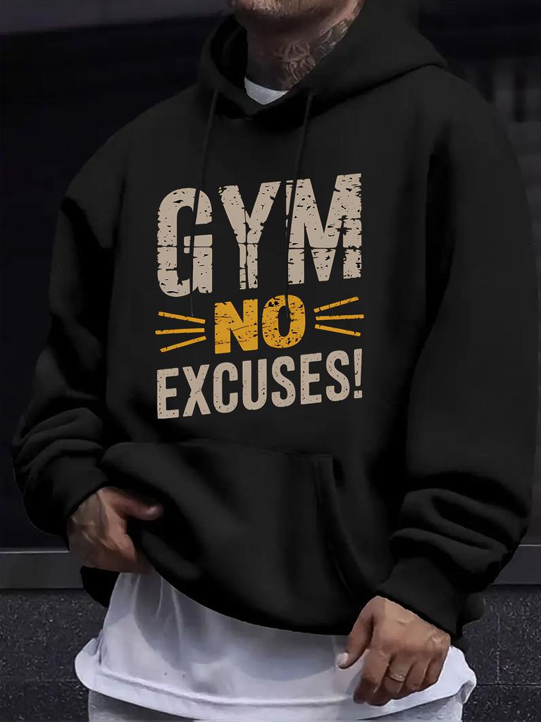American-style European and American unisex Autumn/winter Printed Long-sleeve Hooded Sweatshirt, GYM Fitness Motivational Slogan Hooded Printed Sweats
