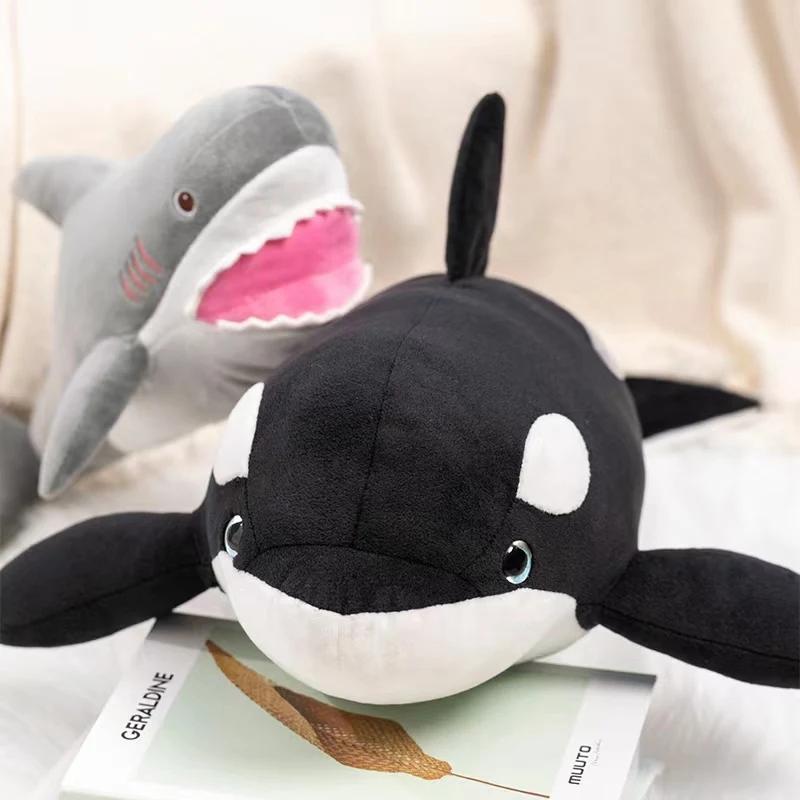 40/50cm Simulated Killer Whale Great White Shark Plush Toys Baby Kids Cute Lovely Soft Stuffed Dolls Sea Animals Plush Pillow