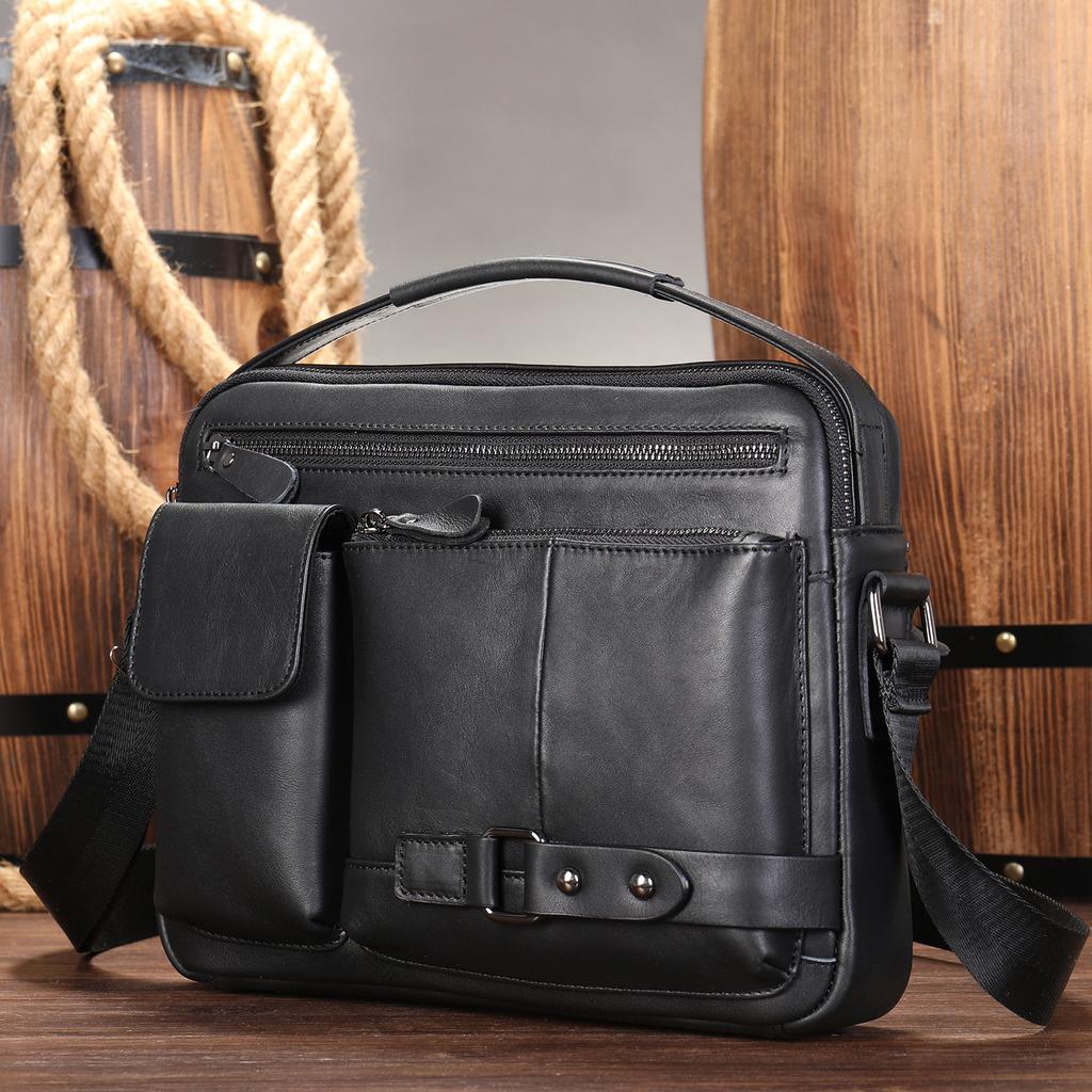 Vintage Crazy Horse Leather Shoulder Bag Crossbody Bag Large Capacity Can Handle Genuine Leather Satchels
