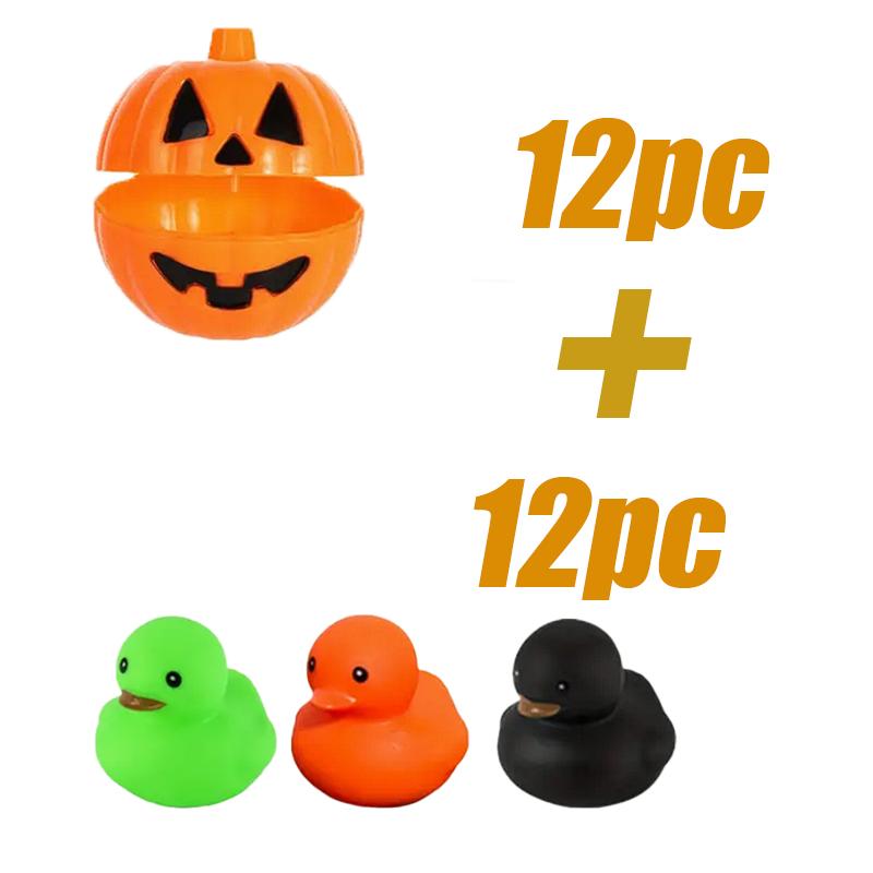 12/24 Set Halloween Rubberen Eendjes, Met Pompoen Doos Halloween Feest Bedankjes Halloween Mand Vulling, Cadeau Uitwisseling
