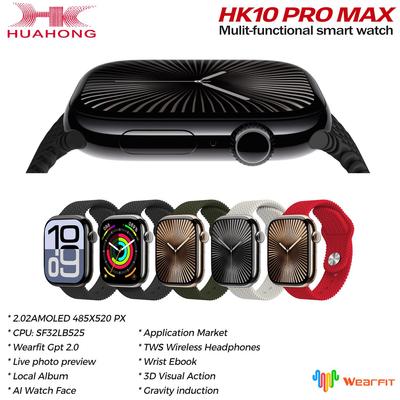 HK10 PRO MAX 2.02 Inch AMOLED Smart Watch Men's Women's Compass ChatGPT 2.0 Gravity Sensing 3D Menu Album Smartwatch HK9 Upgrade