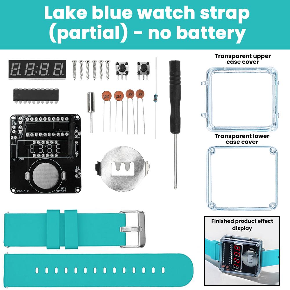 DIY Electronic Watch Kit LED Digital Tube Display Creative Soldering Project Transparent Case DIY Kit (Without Battery)