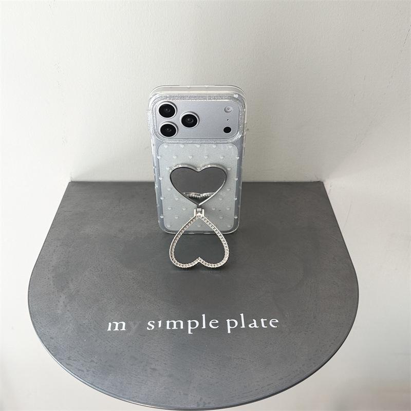 

Rhinestone Heart Makeup Mirror Case for iPhone 17/16 ProMax/15/14 - Luxurious and Stylish iPhone 14