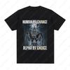 Mensch durch Zufall Alpha durch Wahl Wolf Lustige Meme T-Shirts Herren Freizeit Baumwolle Vintage Kurzarm Streetwear Rundhals T-Shirt
