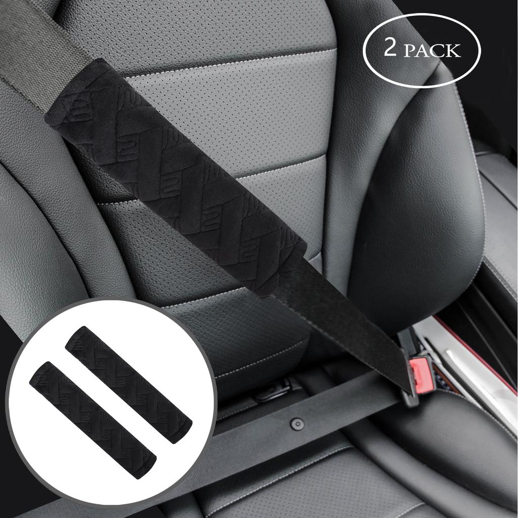 Soft Car Seat Belt Cover, Seat Belt Shoulder Pads, 2 Pieces, More Comfortable To Drive, Compatible with All Cars and Backpacks, Black