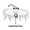 European and American Jewelry White Neck Chain Lace Collarbone Chain Light Luxury High Sense Hollow Fringed Pearl Necklace Women
