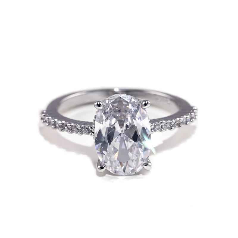 Luxury Sparkling Inlaid Zircon Oval Women's Ring Delicate Wedding Party Accessories Jewelry Gifts