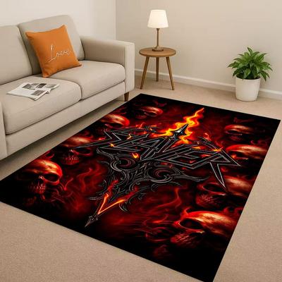 Nouveau Tapis de Sol Antidérapant Slayer Thrash Metal Rcck Band Crâne Décoration Maison Tapis pour Chambre à Coucher Salle de Jeux Canapé Paillasson