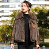 Women's Fashionable Faux Fur & Leather Jacket with Cotton Lining