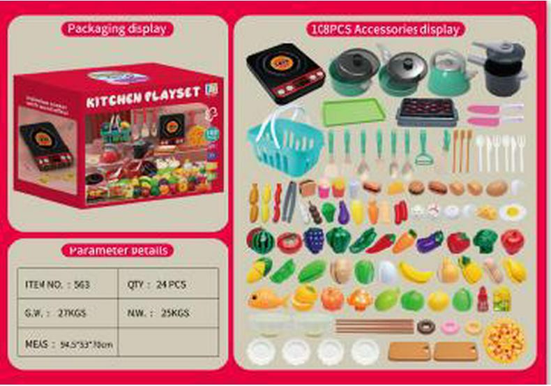Children's Pretend Play Kitchen Set: Cooking Utensils & Cutting Fruit Toys