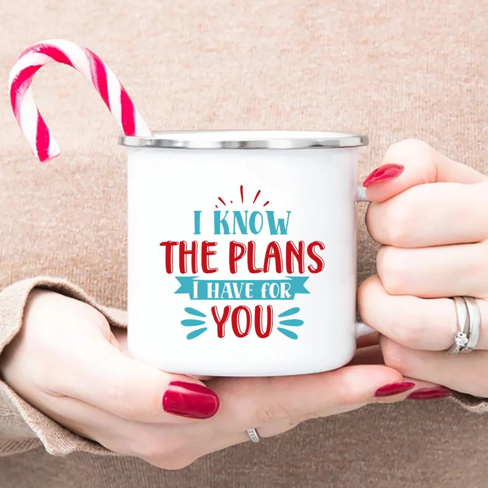 Christian Faith Enamel Coffee Tea Mugs Religious Quotes Trendy Christian Gift for Believer Camping Mug Religious Faith Gifts