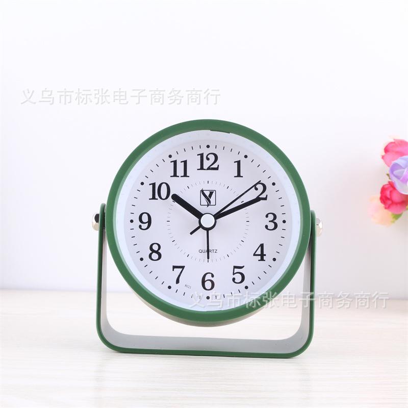 Small metal alarm clock for children, silent desktop clock for students, simple desktop rotating clock