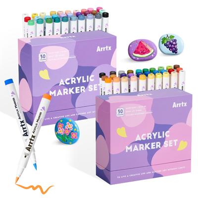 Arrtx Acrylic Paint 60 for Rock Extra Fine Brush Water Suitable for and Woodworking and Odorless Markers, Colors, Painting, Tip, Resistant, Fabric,