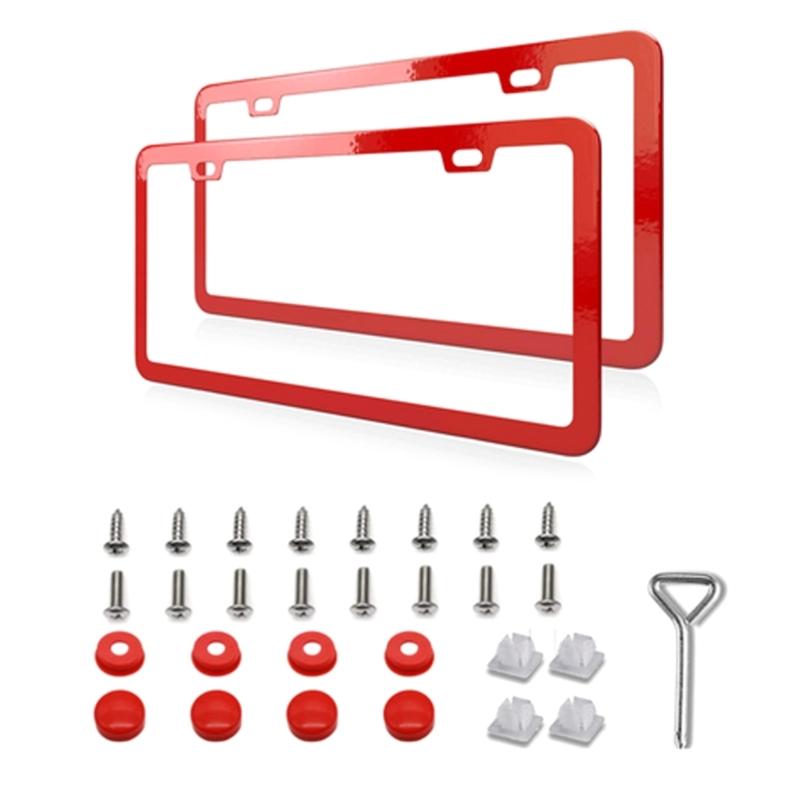 Universal American License Number Plate Bracket Frame Stainless Steel Metal with Standard Screw Exterior Accessories