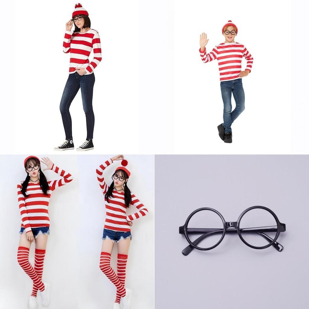 Where's Wally Halloween Costume Fun And Smart Uk Anime Cos Dress-up Outfit