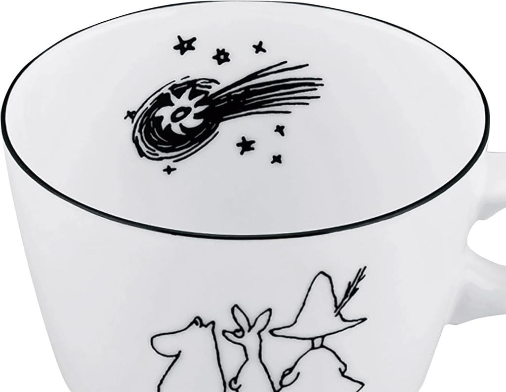 Moomin 80th Anniversary Breakfast 10x8cm Monochrome Comet Cecera Made in Yamaka Mug, 300ml, Diameter, Design, White, Inglaze, Japan, Shoten, MM9402-11
