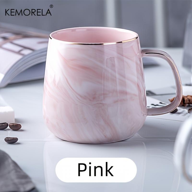 

KEMORELA 1PCS 400ml Creative Gold-Rimmed Ceramic Coffee Cup Ceramic Material Oatmeal Breakfast Cup Suitable as a Holiday Gift 301-400ml розовый