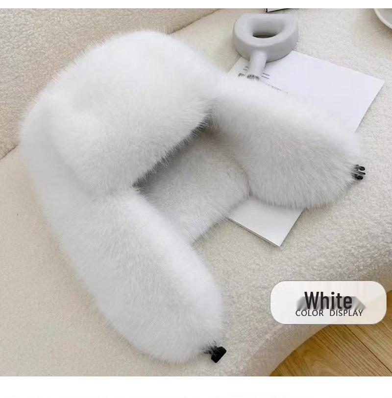 Women's Windproof Faux Fur Plush Winter Hat with Ear Muffs