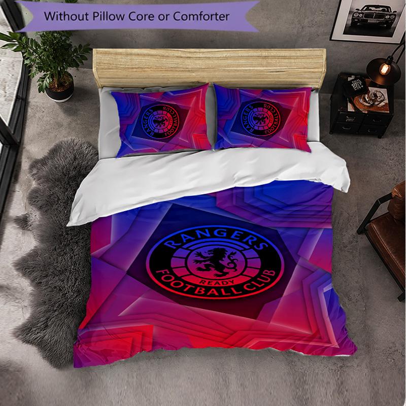 Biancheria da letto a tema Rangers FC Set 3 Pezzi Copripiumino Biancheria da letto Decorativa Per Stanza Adolescenti Decorazione Casa