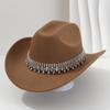 Unisex Elegant Jazz Fedora Hat With Tassel Rhinestone Belt Wedding Engagement
