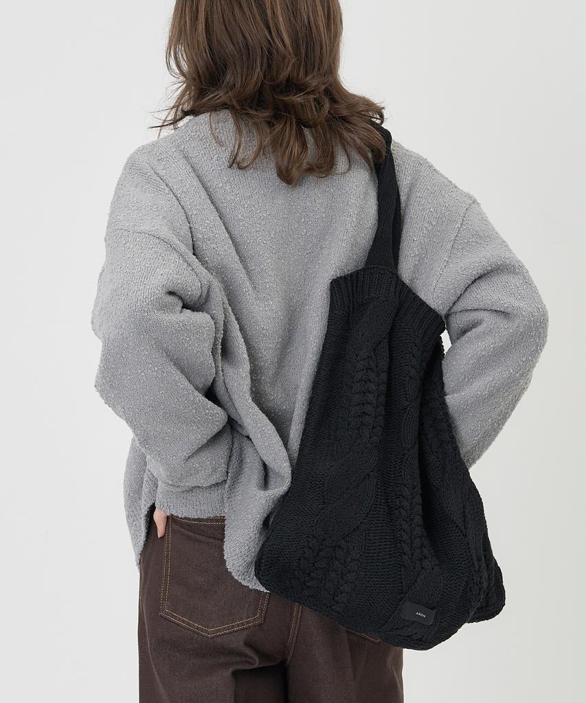 The-Abon Cable Knit Shoulder Bag Black