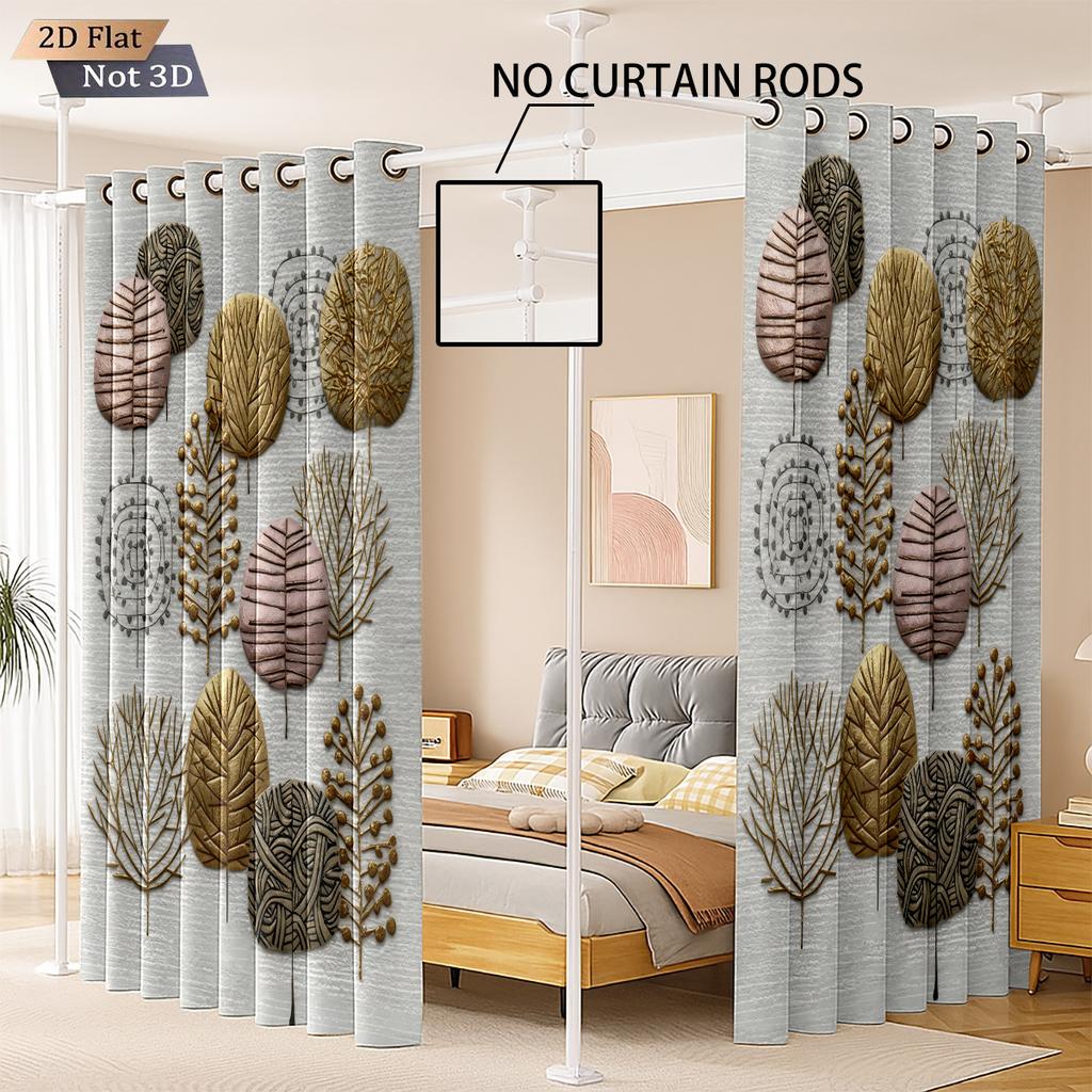 2pcs forest printed blackout curtains in multiple sizes for living room insulation and holiday decoration   easy to install