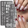 6PCS Nail Stamping Plates Set for Unique and Creative Nail Designs Metal Printing Nail Accesories for Salon or Home Use