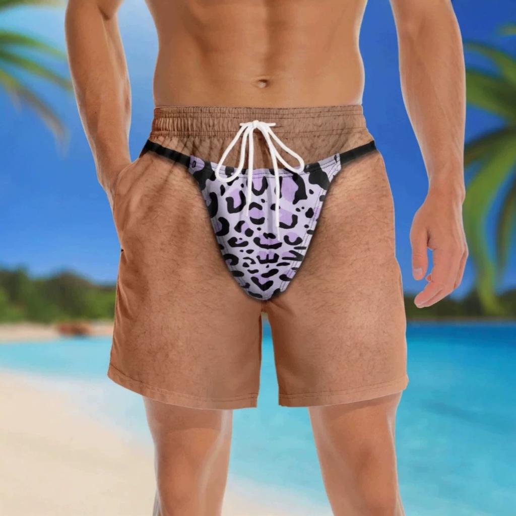 2026 Summer Unique and Fun Men's Loose Beach Shorts for Vacation and Leisure