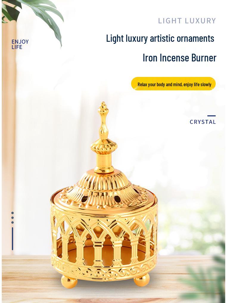 2021 Creative Metal Ornament: Iron Art Incense Burner & Candle Holder for Indoor Use