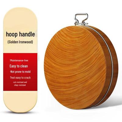 Lijiia Heavy-Duty Ironwood Round Cutting Board with Handle