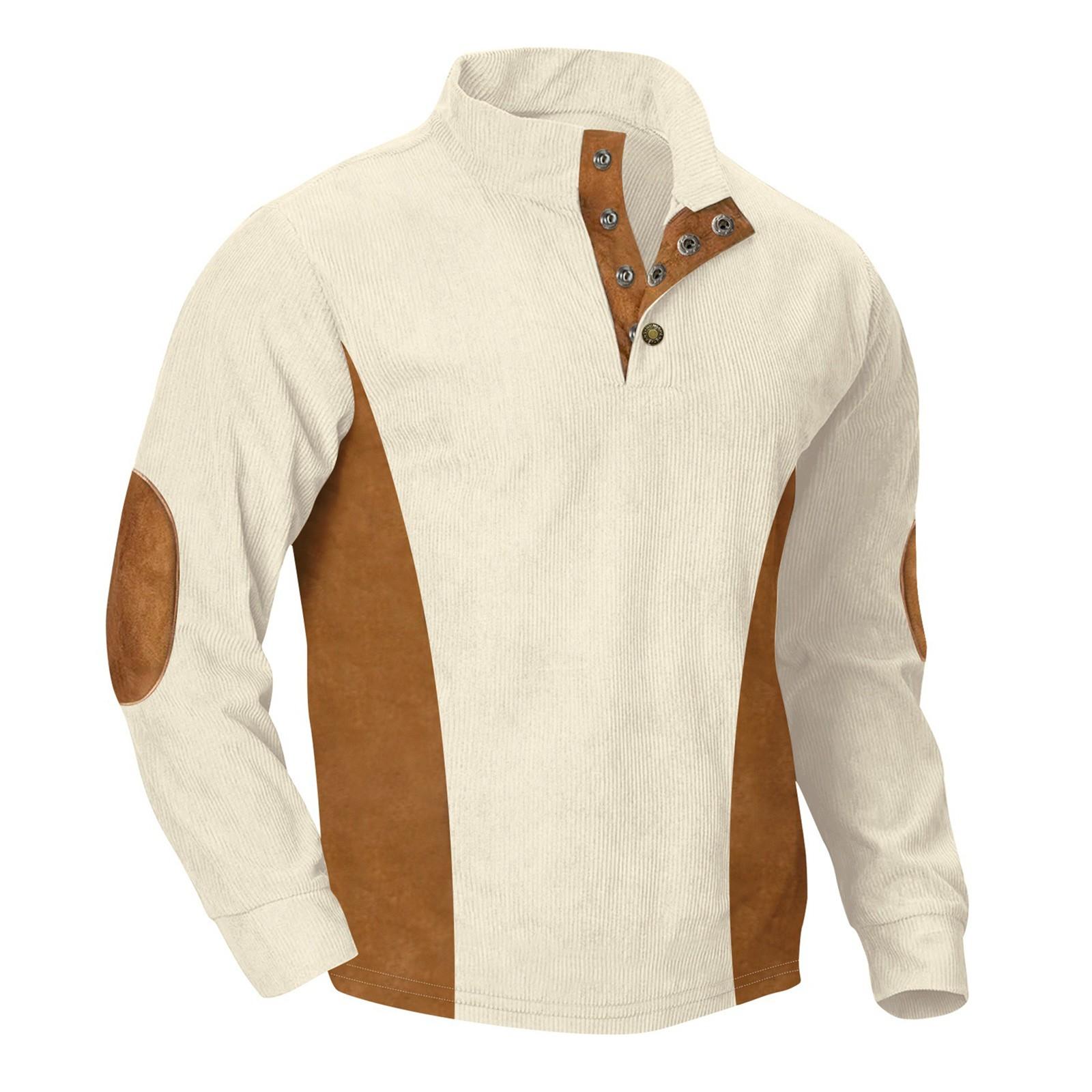 

Мужская повседневная вельветовая толстовка с воротником-стойкой и длинными рукавами в полоску L бежевый