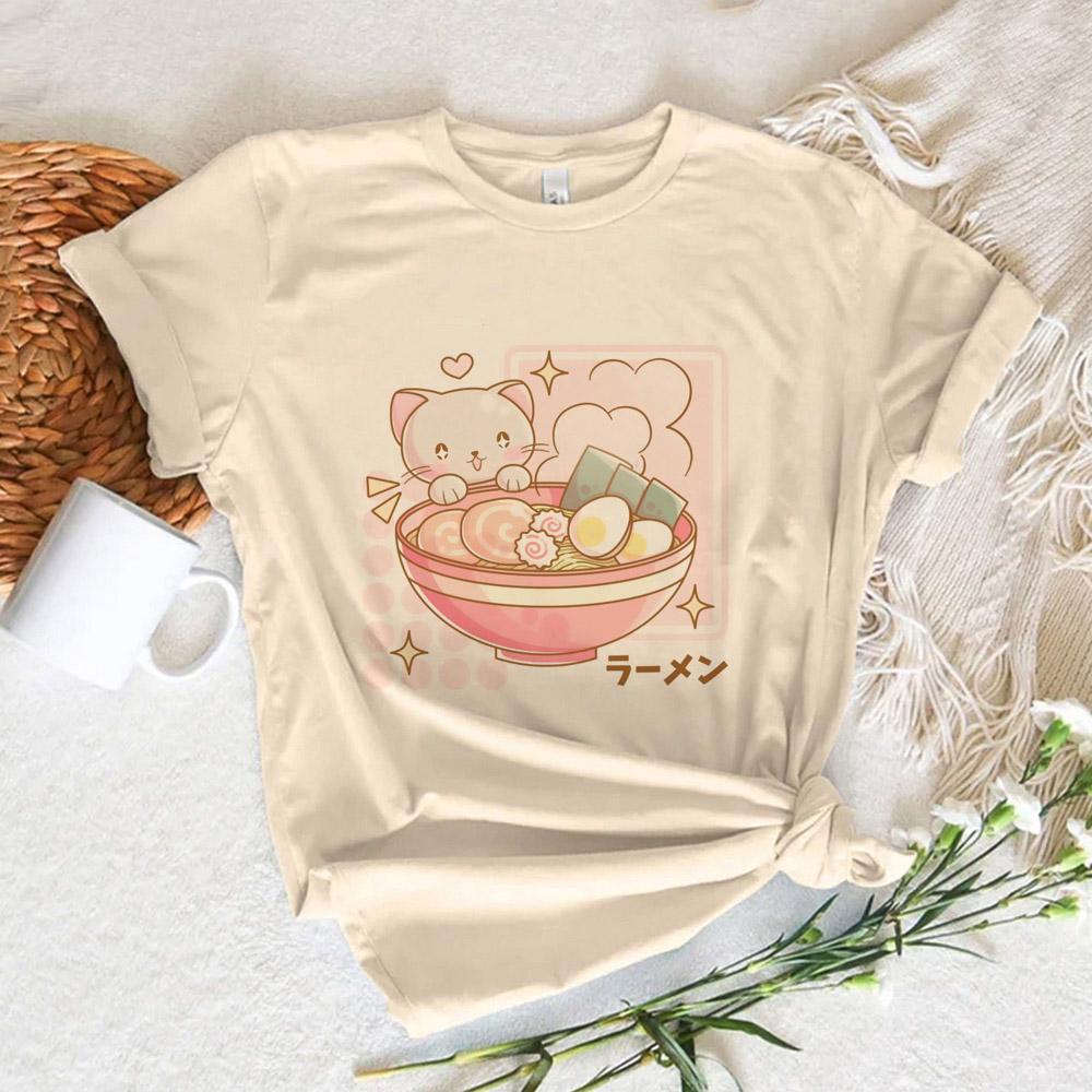Cute Cat Top Women Harajuku Japanese Funny Tshirt Girl Comic Y2k Funny Clothing