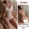 Original Erotic Underwear Butterfly Lace Seductive Jumpsuit with Chest Cushion See-through pajamas no-take Uniform 8989