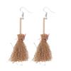 Witch Broom Pendant Earrings Lightweight Wooden Design Halloween Party Jewelry Comfortable Wear
