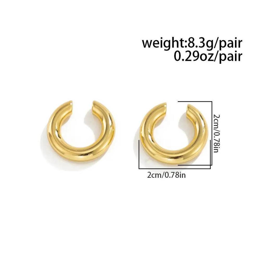 SHIXIN 2Pcs Minimalist Stainless Steel 18K Gold Plated Ear Clip Women Classic C Shape Ear Cuff No Piercing Earring Daily Jewelry