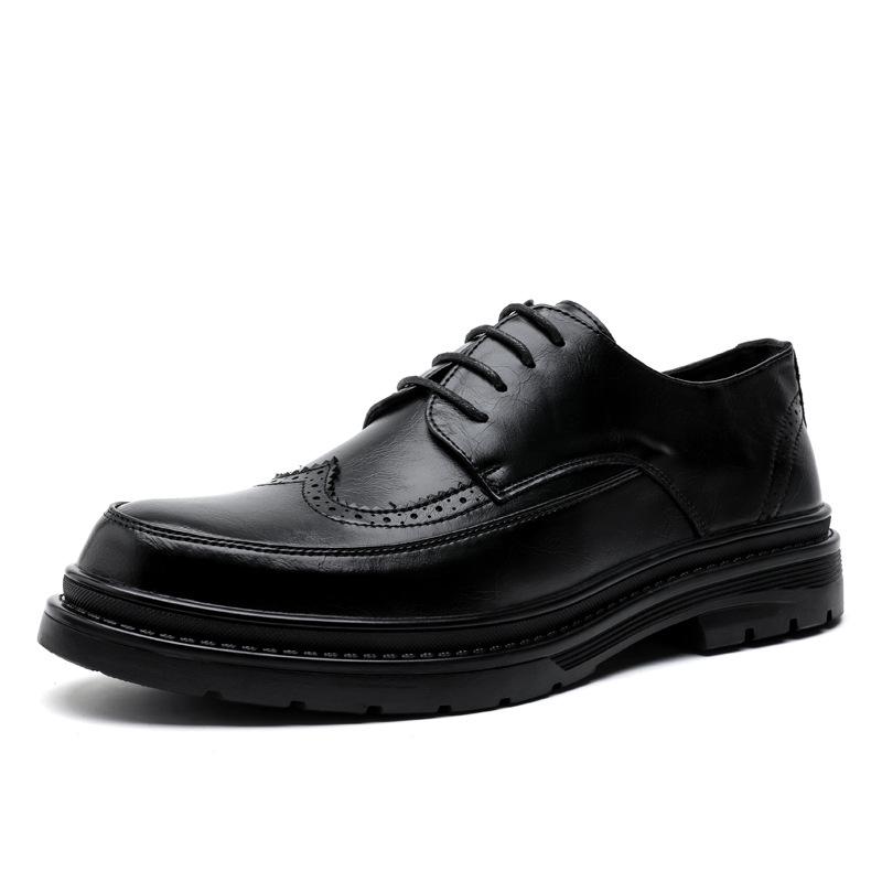 

Leather shoes men s 2024 new spring and autumn British style Brock Derby casual business dress shoes men s 97335-A 38 чёрный