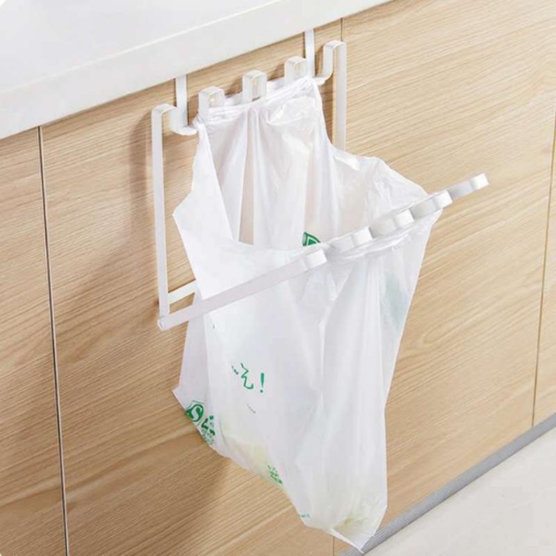 Foldable Garbage Bag Hanging Rack Kitchen Rubbish Holder Over Cupboard Door Trash Holder Kitchen Accessories