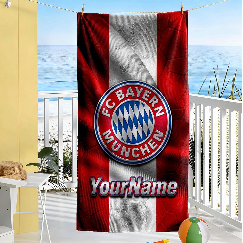 Bayern Munich Customizable Name Beach Towel Quick-Dry Soft Microfiber Suitable for Swimming Gym Camping Yoga Vacation