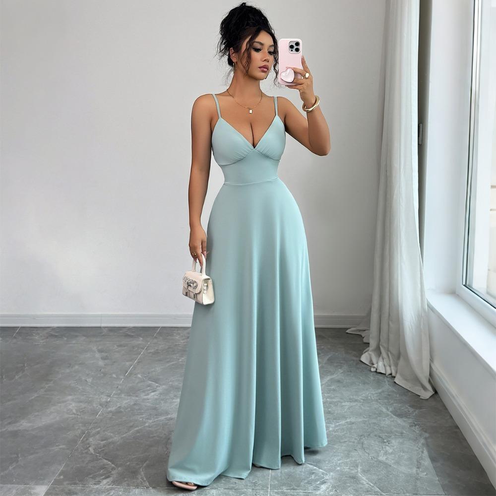 Elegantes Temperament Träger A-Linien Langes Rockkleid Damenbekleidung Herbst und Winter 2025