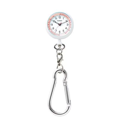 Nursery Interchangeable Glow-in-the-Dark Nurse Watch with Inverted Dial, Carabiner and Short Chain, Pink, 1397268A