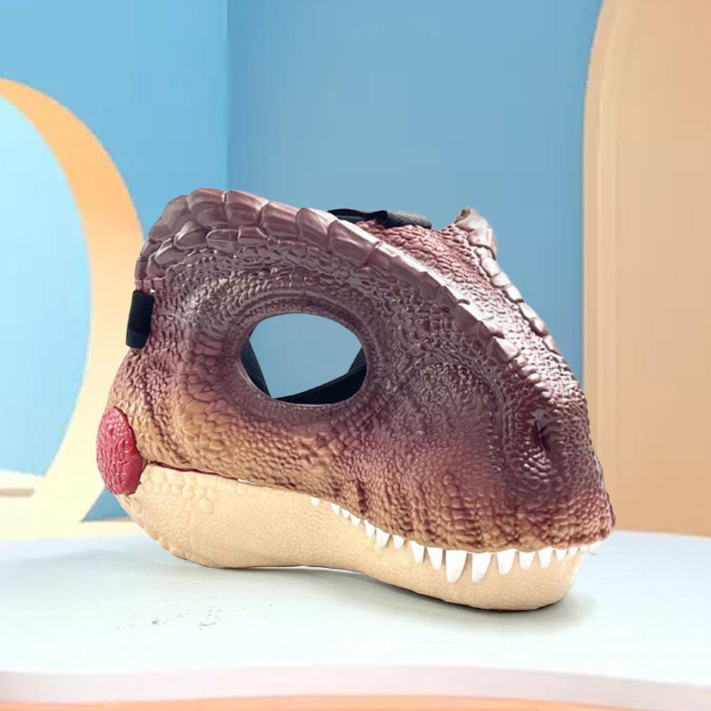 Movable Mouth Dino Mask with Dinosaur Scream Lifelike Dinosaur Mask Headwear Raptor Dinosaur Mask for Halloween Carnival Party