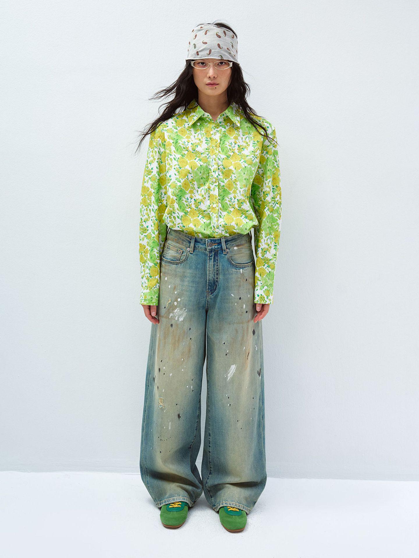 

Женская рубашка Shishi Black Label Ретро Винтаж Однобортная с длинным рукавом 100% хлопок V60079 One Size